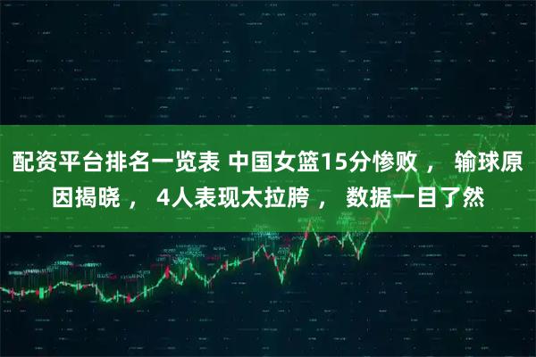 配资平台排名一览表 中国女篮15分惨败 ， 输球原因揭晓 ， 4人表现太拉胯 ， 数据一目了然